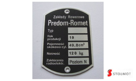 ROMET PREDOM / MOTORYNKA TABLICZKA ZNAMIONOWA