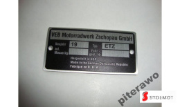 TABLICZKA ZNAMIONOWA MZ ETZ 125 / 251 UNIWERSALNA