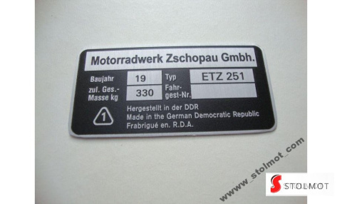 TABLICZKA ZNAMIONOWA MZ ETZ 251